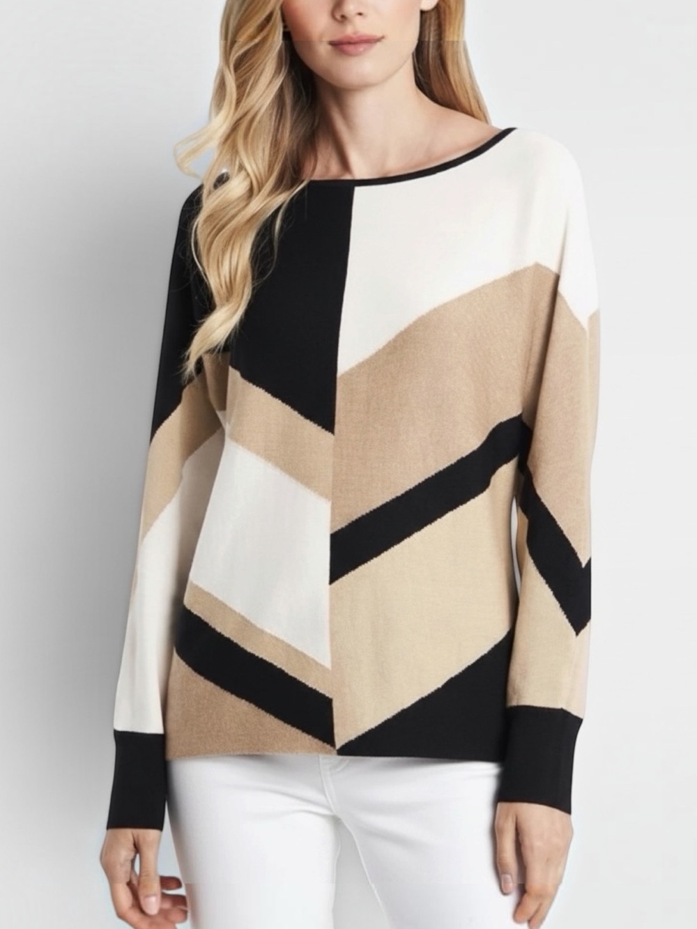 Vince Camuto Chevron Color Block Dolman Sleeve Knit Sweater Women’s Size S
